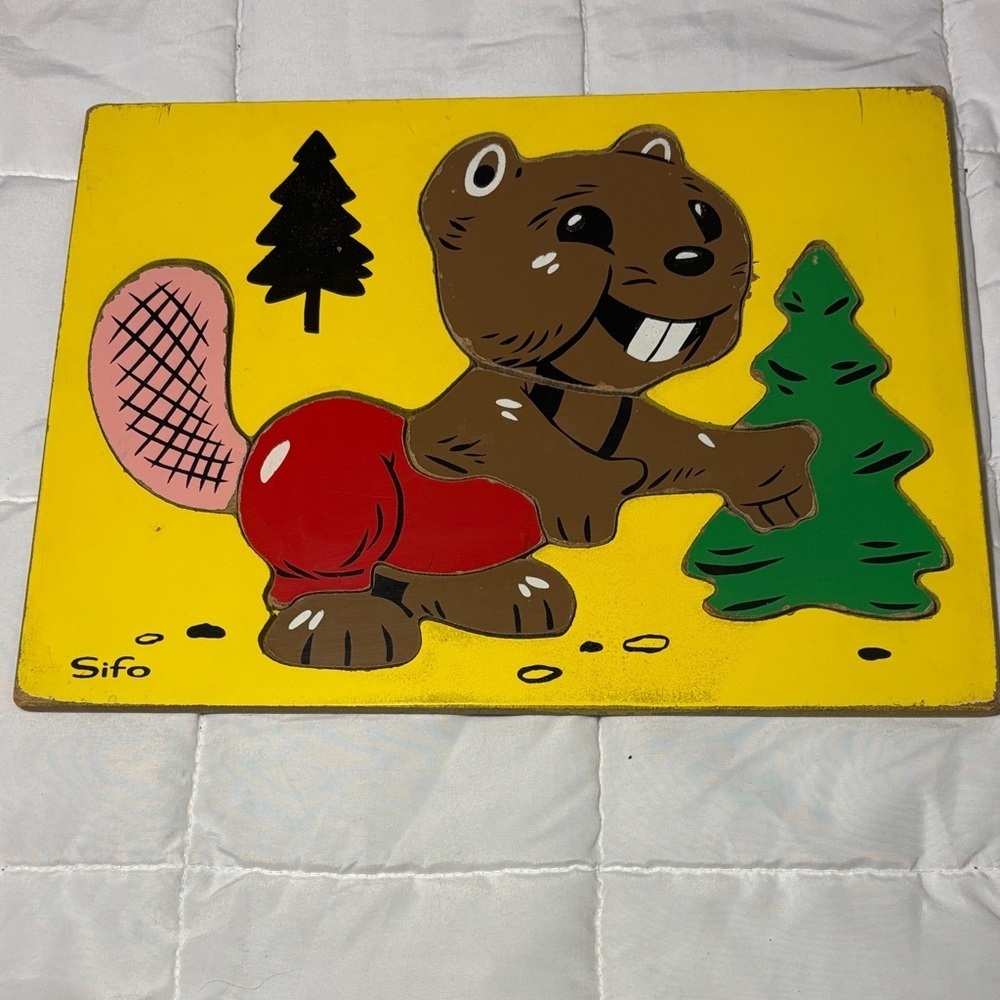 Vintage Sifo Happy Beaver 7 Piece Puzzle - Picture 2 of 7